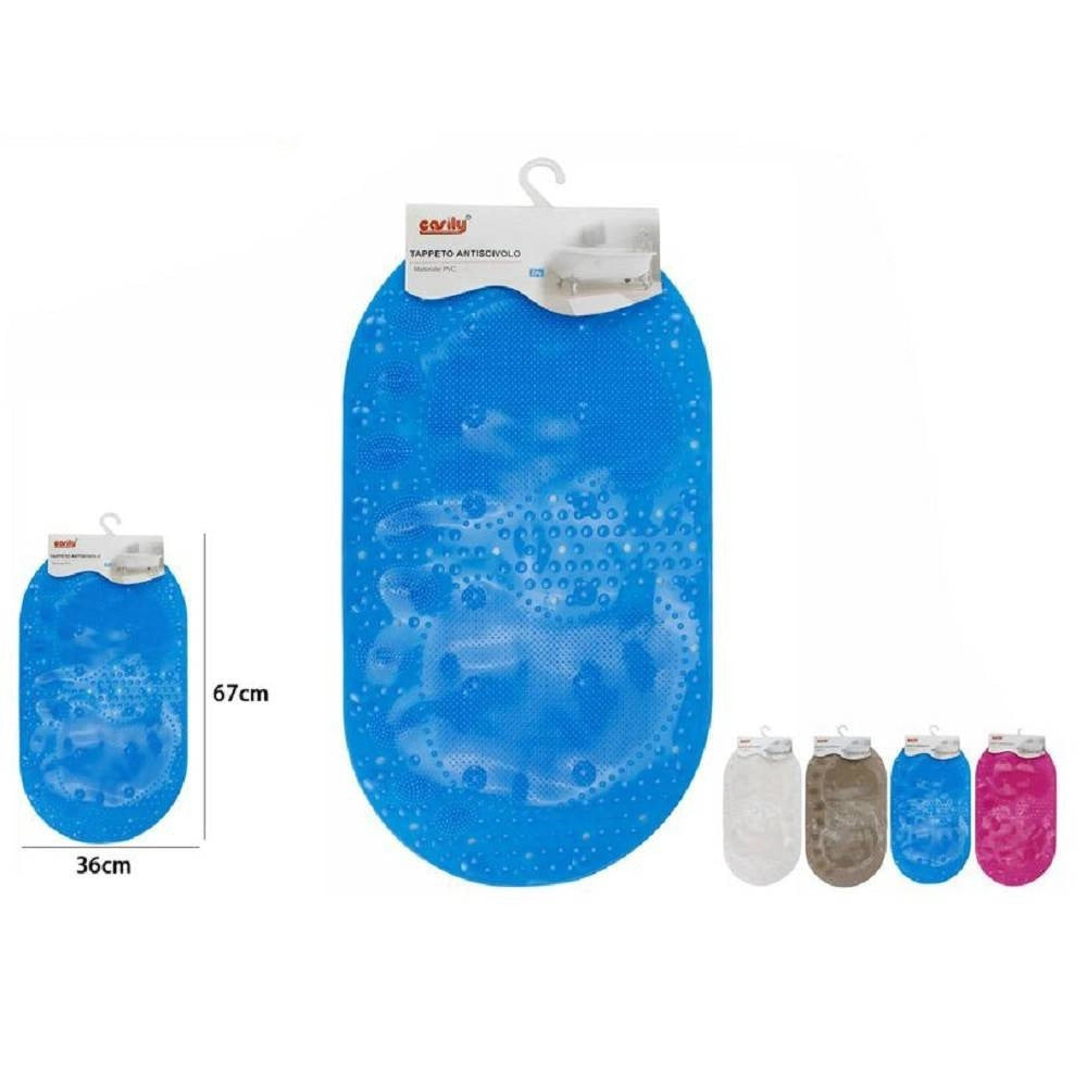 Trade Shop - Tappeto Tappetino Pvc Con Impronte Antiscivolo Vasca Bagno Doccia 67x36 Cm 59630 -
