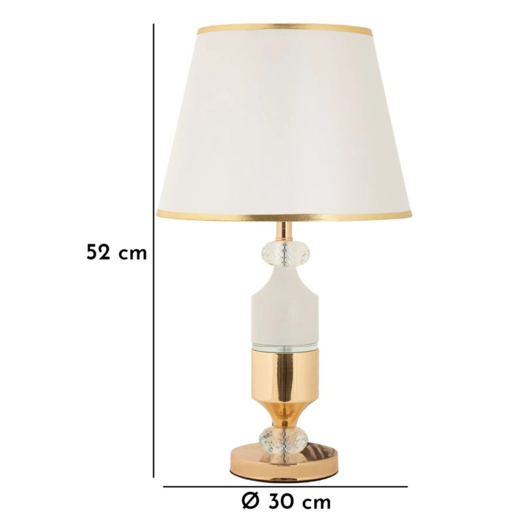 Lampada da Tavolo VKH905, Bianco, Tessuto, 30x30x52 cm