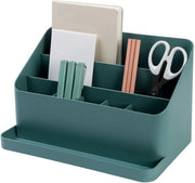 Organizzatore per ufficio in legno di ginkgo - spazio di archiviazione per penne, note, lettere e articoli da ufficio (verde)