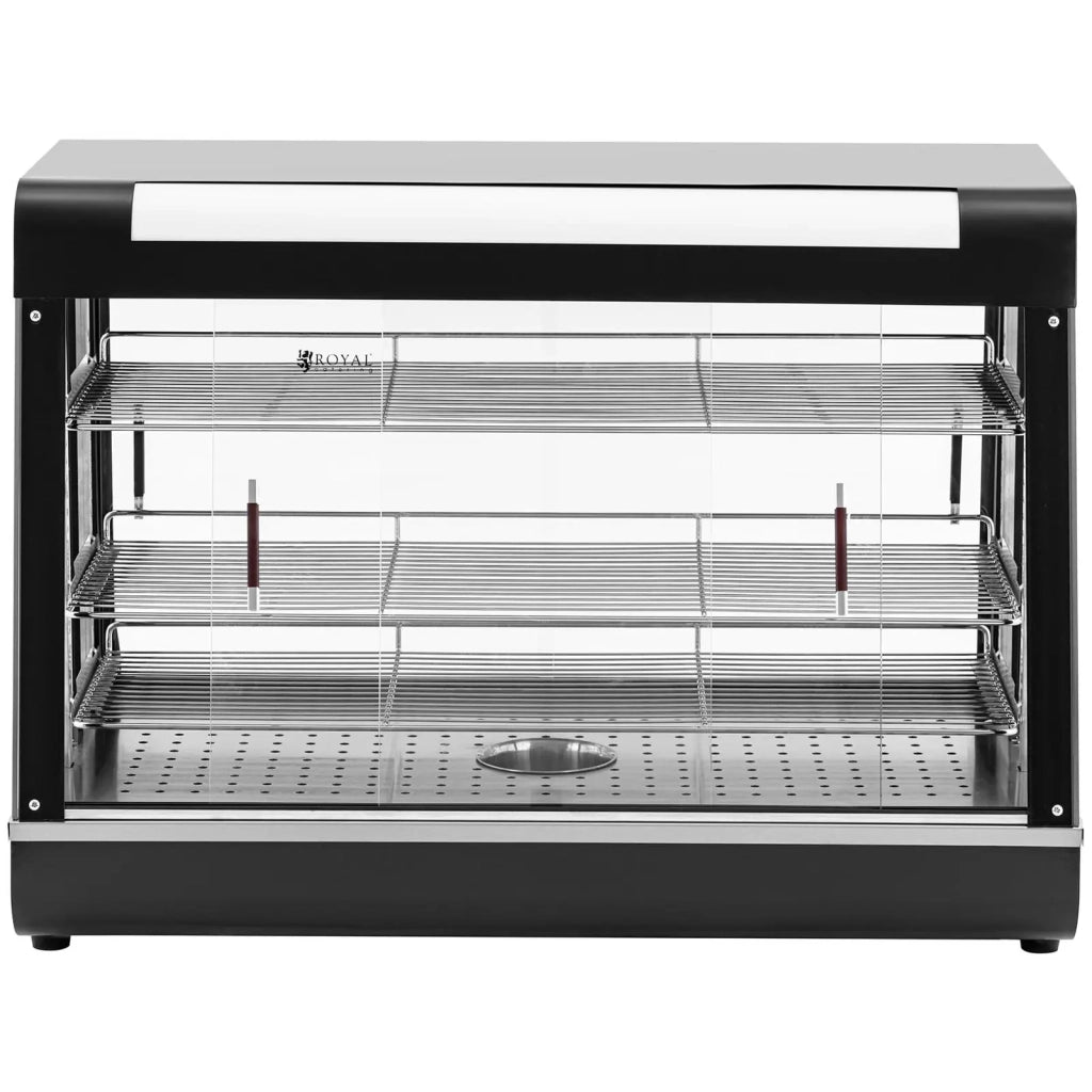 Vetrina riscaldata 150 litri 1600 watt 3 ripiani gomma vetro temperato acciaio nero 14_0010224