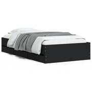 Letto singolo | Letto per adulti | Giroletto con Cassetti Nero 75x190 cm in Legno Multistrato