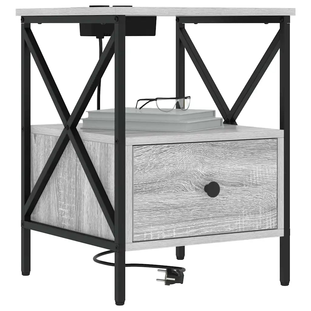 Set di 2 Comodini | Armadio da Notte | Mobiletto da notte Grigio Sonoma 41,5 x 40,5 x 55 cm