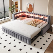 Letto imbottito estraibile 90x200 cm con LED e ricarica USB-C