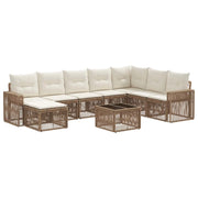 Set Divano da Giardino 9 pcs Beige e Bianco Crema polyrattan