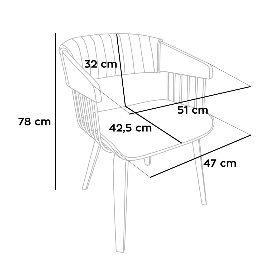 Brema - Set 2 Sedie Imbottiti 51x78x42,5 cm in Legno di Plywood e Tessuto Beige