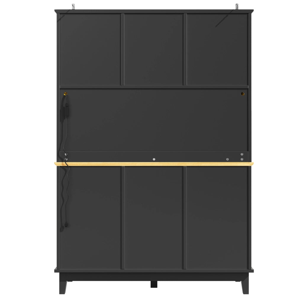 Mobile alto 120x40x180 cm con illuminazione LED APP e ripiani regolabili in MDF nero naturale