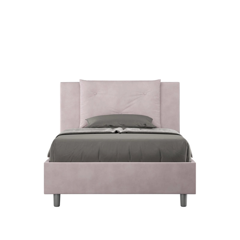 Letto imbottito Piazza e mezzo 110x210 cm Appia - Contenitore,Glicine,Microfibra