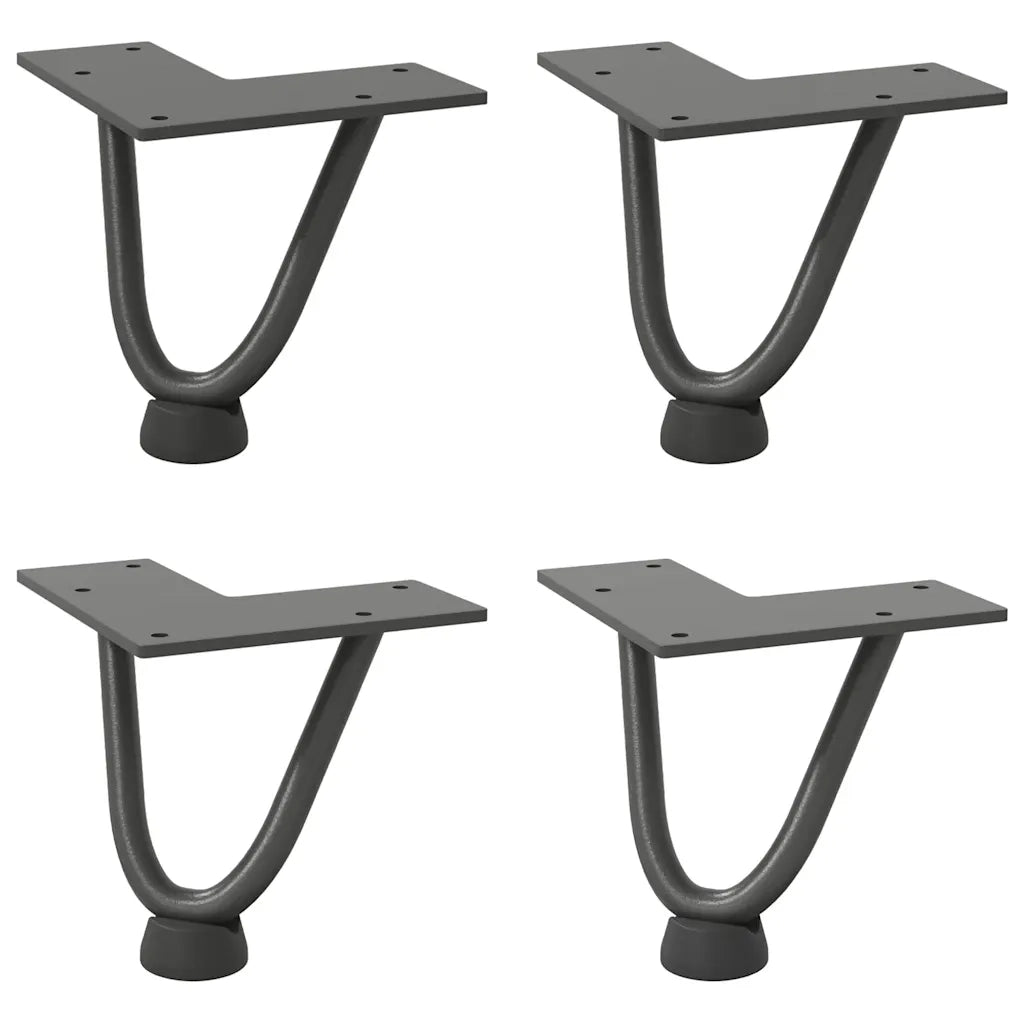 Gambe a forcina per tavolino 4 pz antracite 10 cm acciaio massiccio