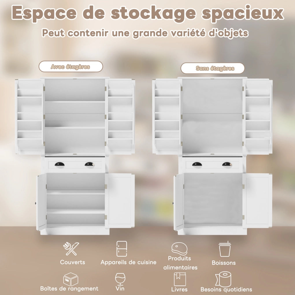 Credenza dispensa alta 80x40x182 cm con 4 ante e cassetto