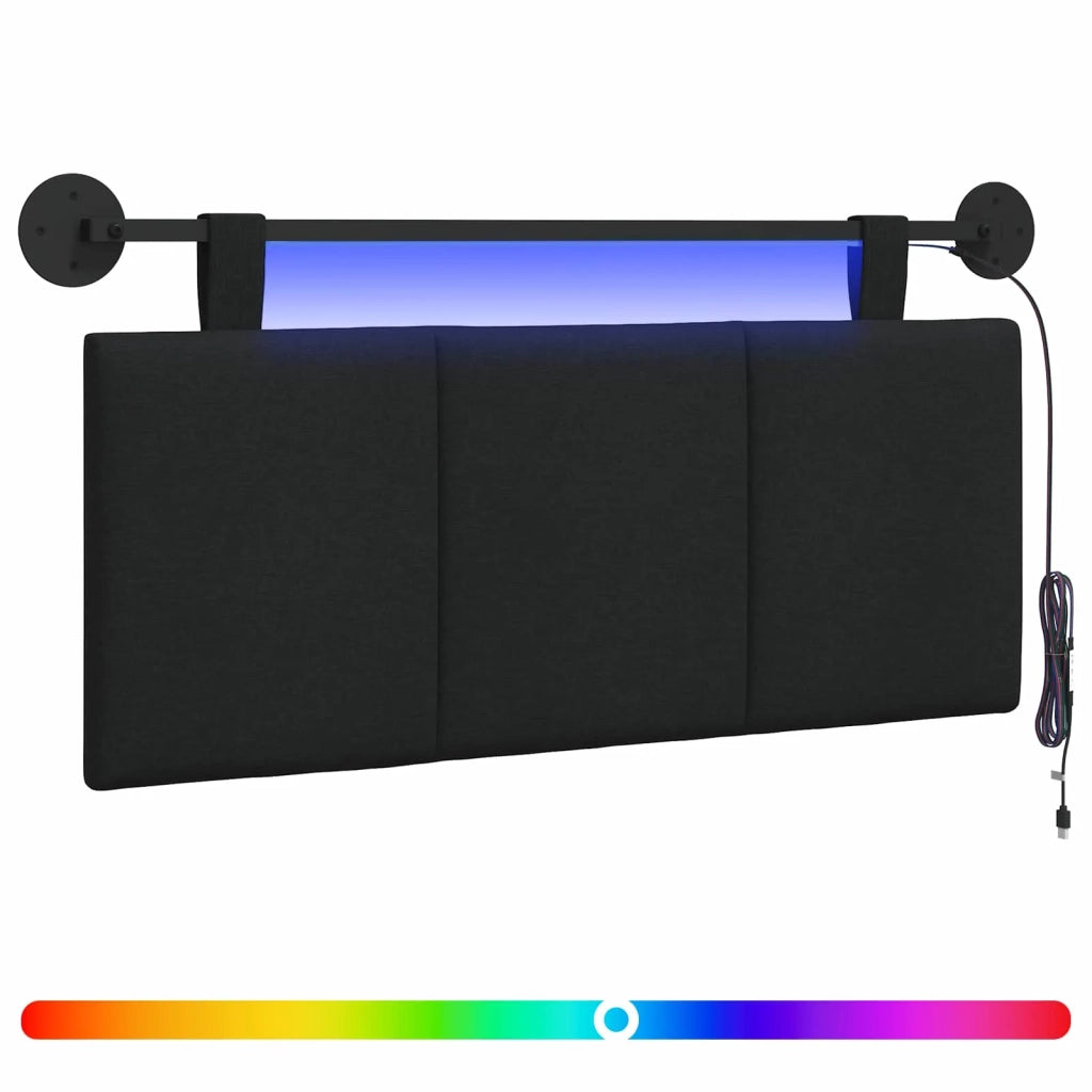 Testiera | Testata sospesa Con luce LED Nero Tessuto