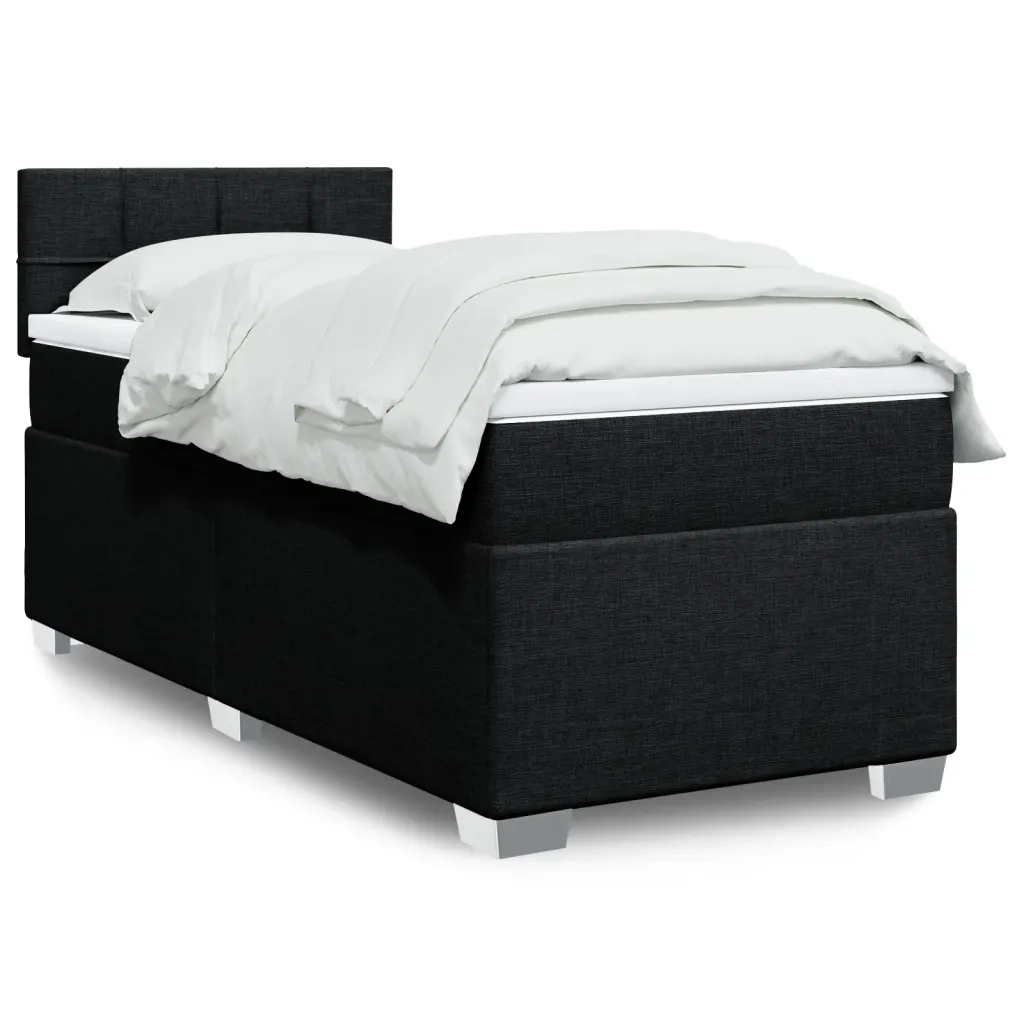 Letto singolo | Letto per adulti | Giroletto a Molle con Materasso Nero 80x200 cm inTessuto