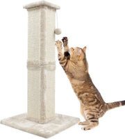 Palo di caccia per gatti - Palo di caccia in sisal con giocattolo da cacciare e pallone - beige