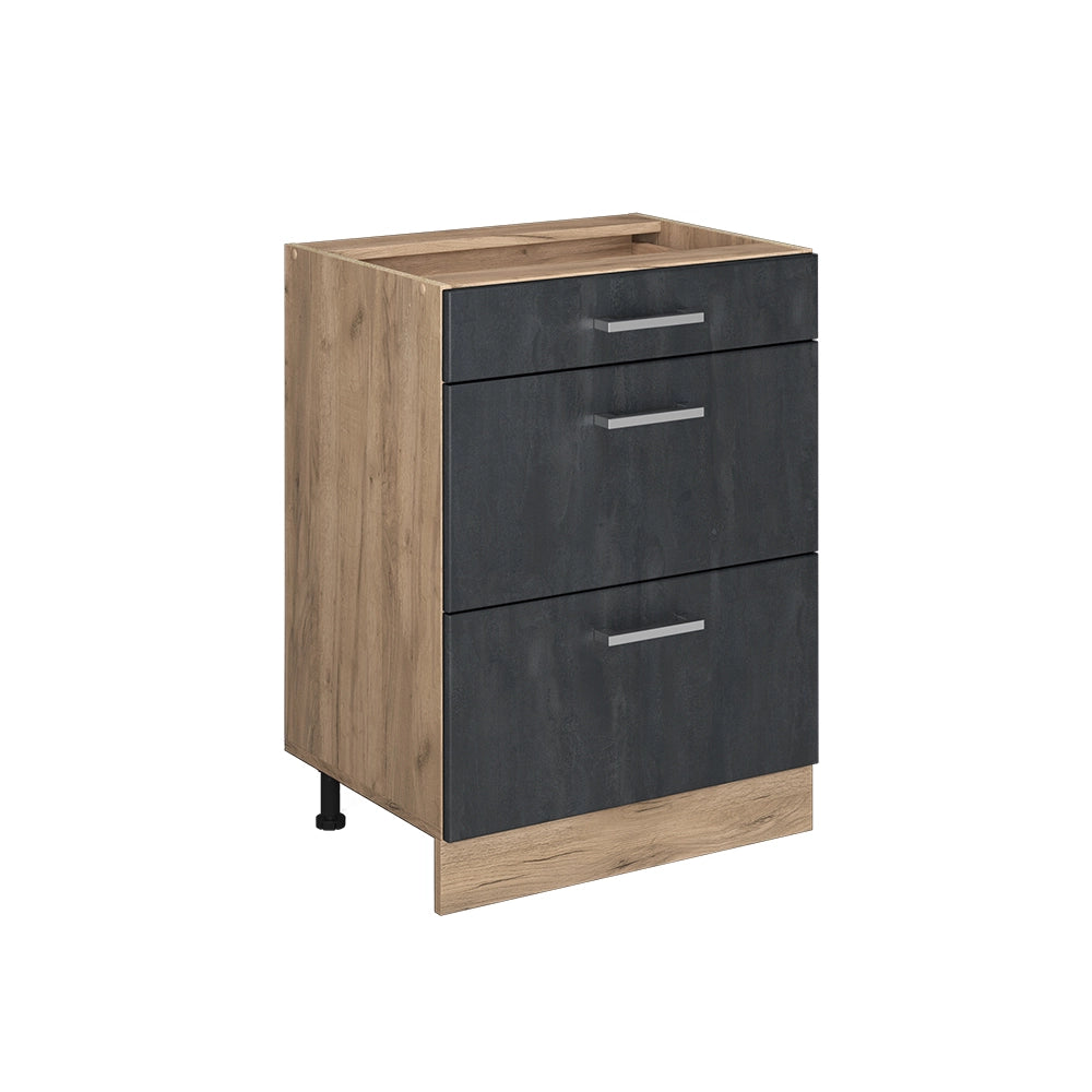 Vicco Mobiletto base per cucina Calcestruzzo nero 60 cm senza piano di lavoro