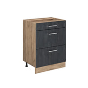 Vicco Mobiletto base per cucina Calcestruzzo nero 60 cm senza piano di lavoro