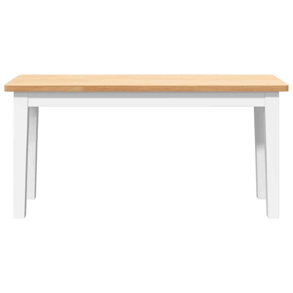Panca 90 cm Bianco in Legno Massello di Hevea
