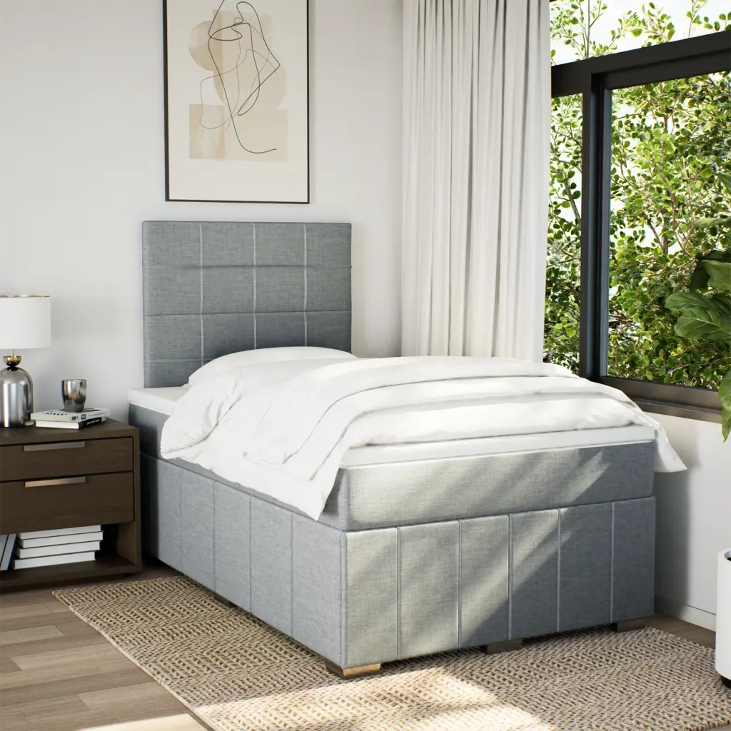 Giroletto a Molle con Materasso Grigio Chiaro 120x190cm Tessuto