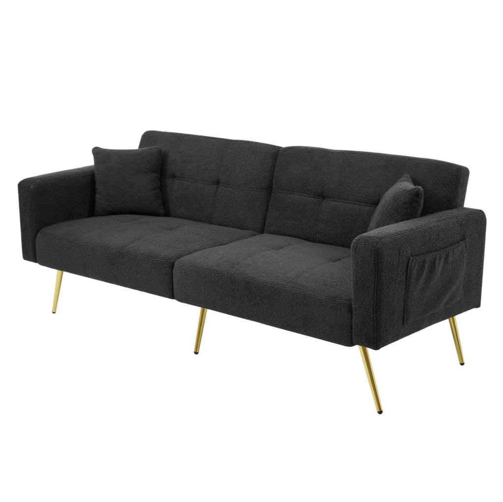 Divano letto 175 cm grigio antico in tessuto Sherpa - schienale regolabile