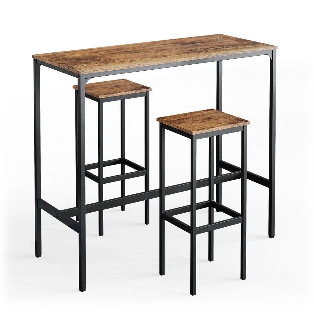 Vicco Tavolo bar con sgabelli Legno antico 120 x 50 cm con 2 sgabelli da bar