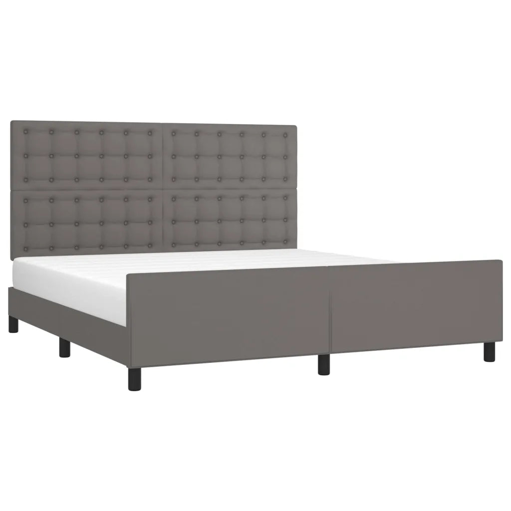 Giroletto con Testiera-Struttura Letto con testiera Grigio 180x200 cm in Similpelle 907530