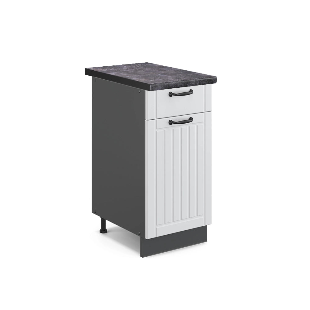 Mobiletto base per cucina Fame-Line Bianco rustico/Antracite 40 cm, PL Antracite Vicco