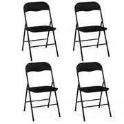 IDMarket - Set di 4 sedie pieghevoli in PU nero KITY