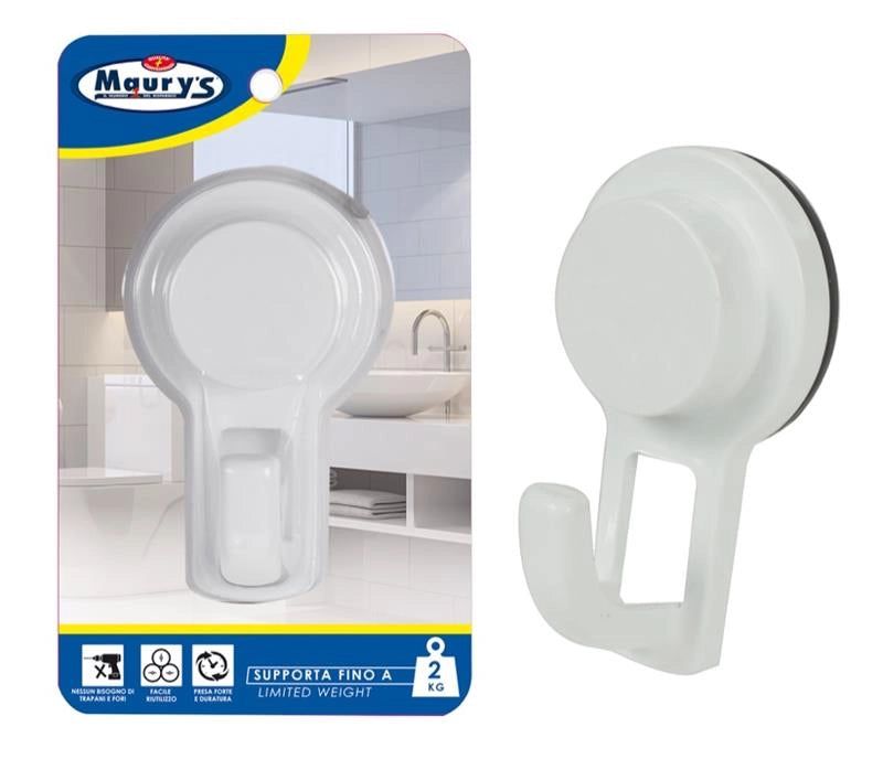KIT SET 3 PZ MAURY'S STRONG GANCIO APPENDI TUTTO A VENTOSA PER BAGNO