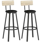 Set di 2 Sgabelli Alti da Cucina con Schienale e Poggiapiedi Rivestiti in PU 75,5 cm Naturale e Nero