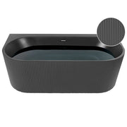 Vasca da bagno da parete ovale in acrilico nero opaco 170 x 80 cm Finitura scanalata Bagno in stile moderno