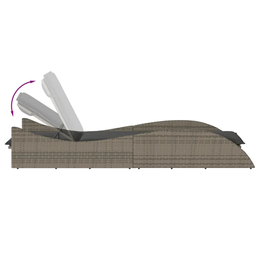 Lettino Prendisole | Sdraio da giardino | Lettino da sole con Cuscino Grigio 60x205x73 cm Polyrattan