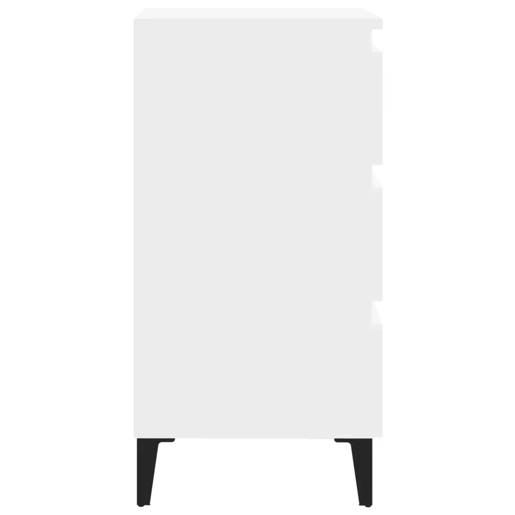 Comodino con Gambe in Metallo-Tavolino da notte Bianco 40x35x69 cm