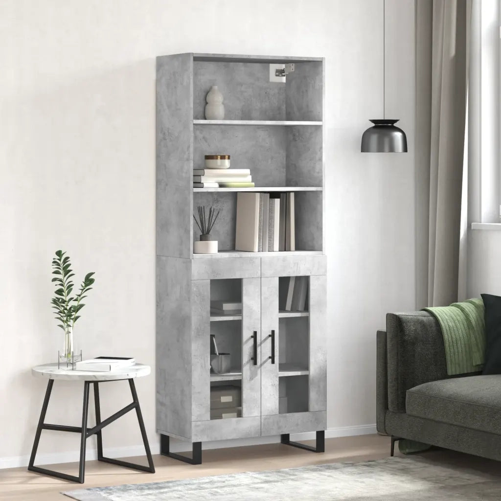 Credenza-Buffet-Armadio da cucina Grigio Cemento 69,5x34x180 cm in Legno Multistrato 576729