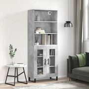 Credenza-Buffet-Armadio da cucina Grigio Cemento 69,5x34x180 cm in Legno Multistrato 576729