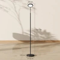 Lampada da Terra LED con Telecomando, Testa Girevole, Regolazione Luminosità e Temperatura, Nero