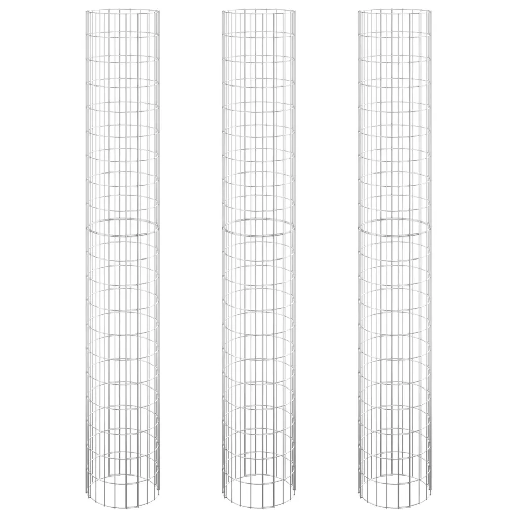 Fioriere Gabbione Circolare 3 pz in Acciaio Zincato Ã˜30x200 cm