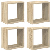 4 pz Mensole | Ripiano | Scaffale a Cubo Rovere Sonoma 26x15x26 cm