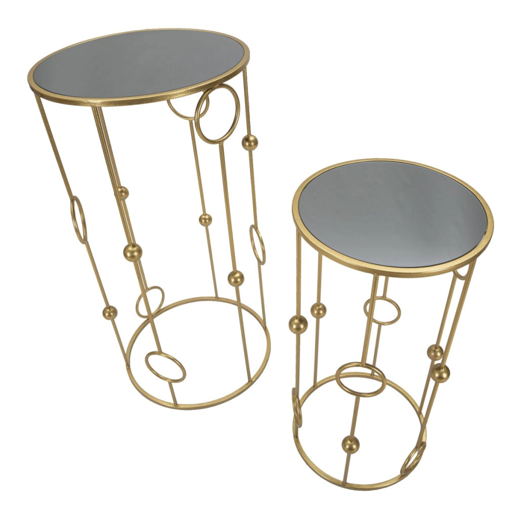 Set di Tavolini Cerchi 35, Oro, Metallo, 50x50x100 cm