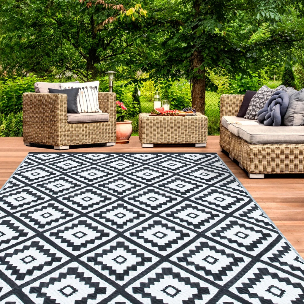 IDMarket - Tappeto per esterni BAHAMAS nero 180 x 280 CM