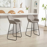 Set di sgabelli da bar 50.5x53x96 cm con schienale imbottito in poliestere grigio