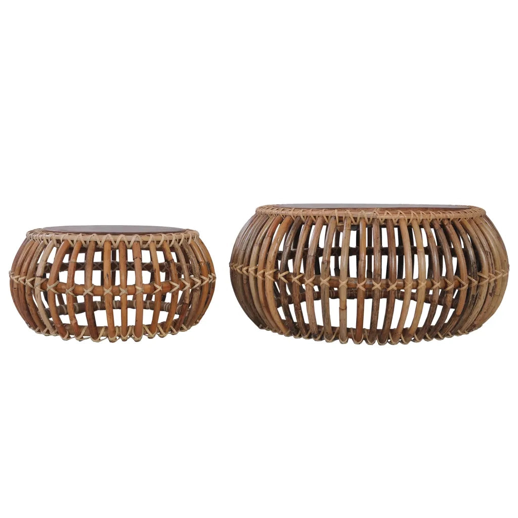 Tavolini da Salotto 2 pz in Rattan Naturale 283082