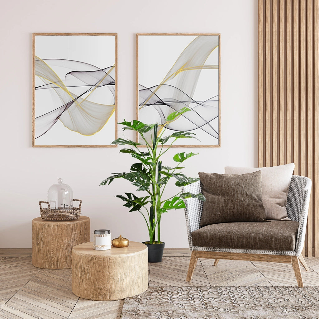 Planta Artificiale Monstera con Vaso Cemento ¨C Zephmum ¨C Verde ?16x100 cm