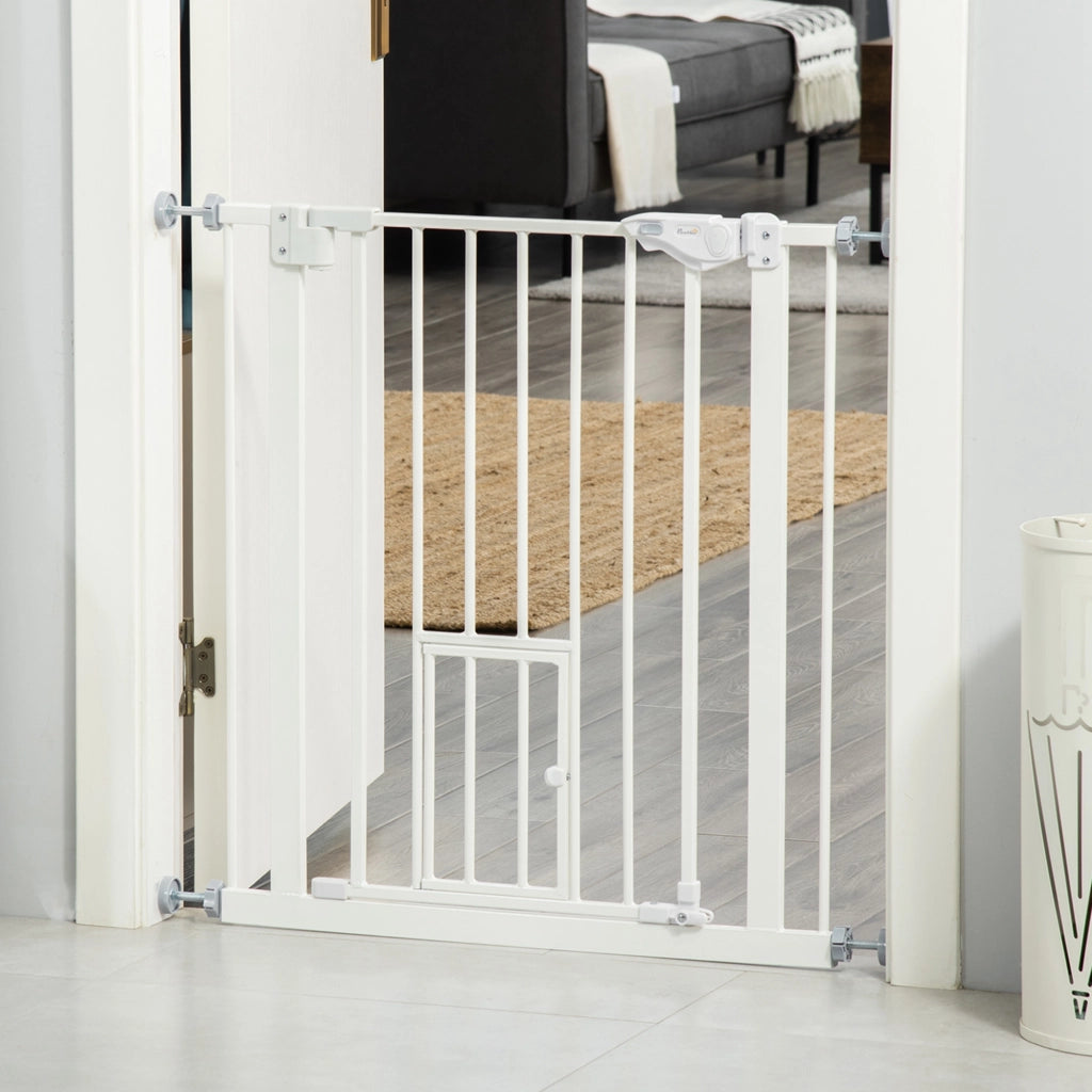 Barriera di sicurezza estensibile con porta e chiusura automatica ¨C zephmum ¨C 74-80x76.2 cm bianco