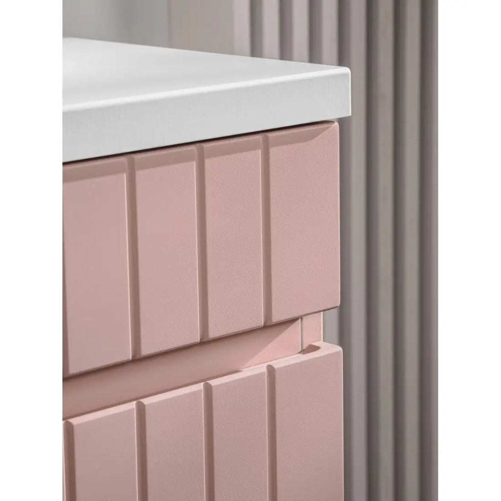Mobile sottolavabo ICON 80 cm - 1 cassetto - Rosa cipria - Sospeso - Stile moderno