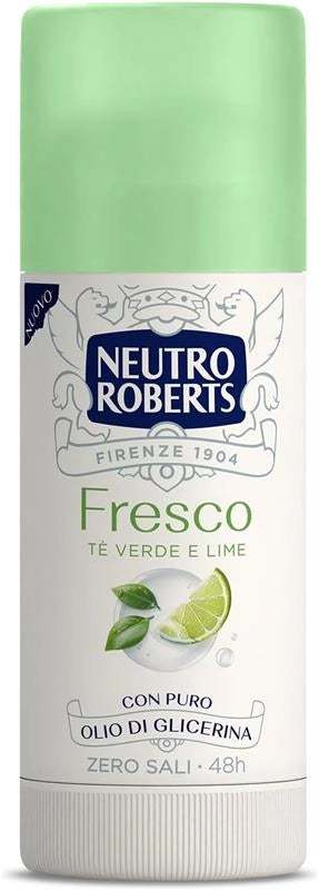NEUTRO ROBERTS DEODORANTE STICK FRESCO VERDE TÉ VERDE E LIME ZERO SALI DI ALLUMINIO ZERO MACCHIE 40 ML 48H