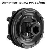 Frizione per albero cardanico scanalato a 6 denti Filetto esterno e interno 1 3/8" Max 1200Nm Nero