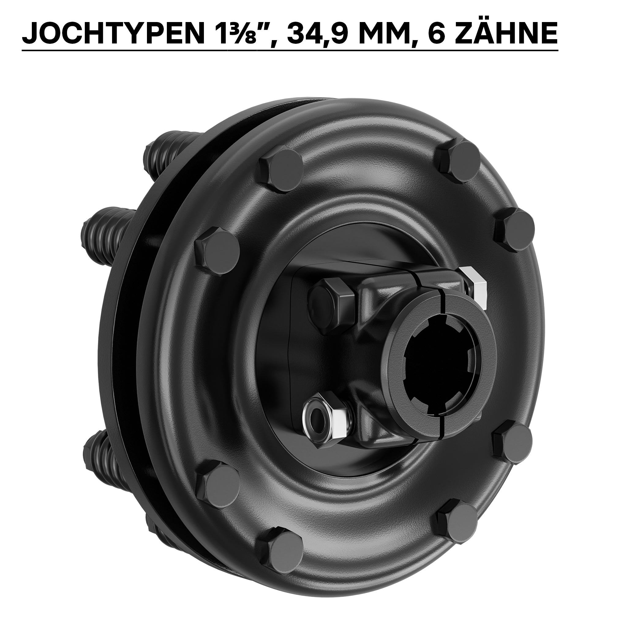 Frizione per albero cardanico scanalato a 6 denti Filetto esterno e interno 1 3/8" Max 1200Nm Nero