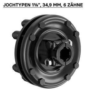 Frizione per albero cardanico scanalato a 6 denti Filetto esterno e interno 1 3/8" Max 1200Nm Nero