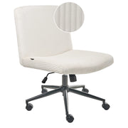 Sedia da scrivania bianco con rivestimento in velluto a coste Seduta pneumatica Ampia base girevole inclinabile Casa Ufficio