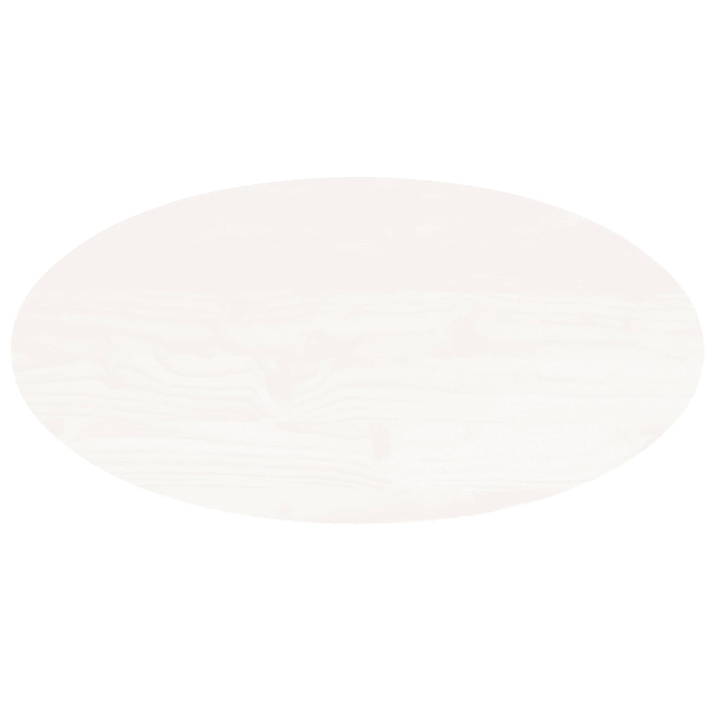 Piano Tavolo Bianco 80x40x2,5cm in Legno Massello di Pino Ovale 824321