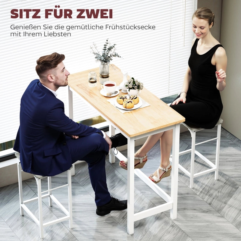 Tavolo da pranzo - bar - effetto rovere - compatto - per 2 persone - legno naturale+bianco