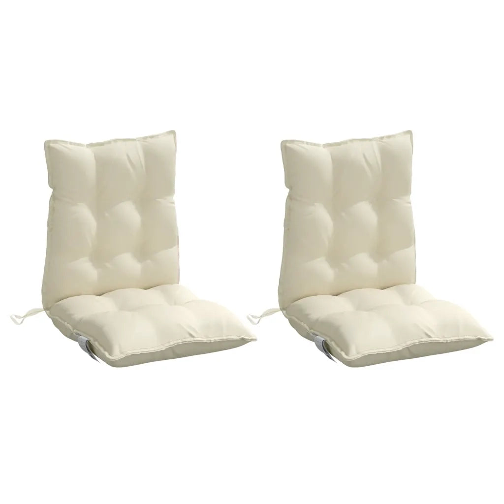Cuscini per Sedia Schienale Basso 2 pz Crema in Tessuto Oxford 377677
